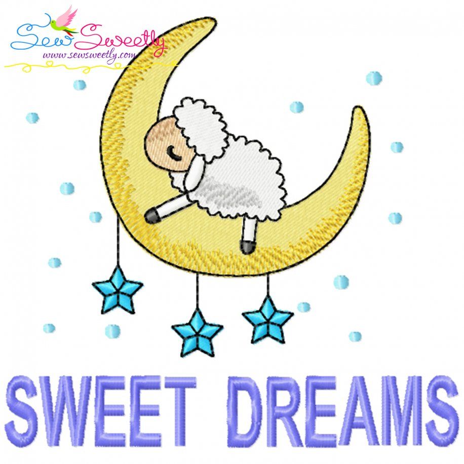 Sweet Dreams Sheep Lettering Embroidery Design- Category- Quotes Sayings Lettering Designs- 1