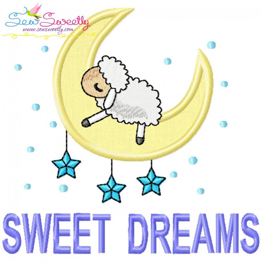 Sweet Dreams Sheep Lettering Applique Design- Category- Quotes Sayings Lettering Designs- 1