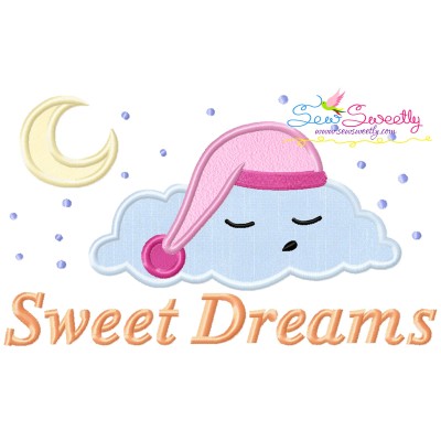 Sweet Dreams Cloud Lettering Applique Design