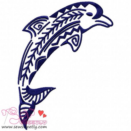 Floral Dolphin-2 Embroidery Design Pattern- Category- Sea Life Designs- 1