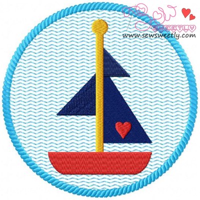 Sail Boat Badge Embroidery Design