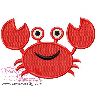 Smiling Crab Embroidery Design