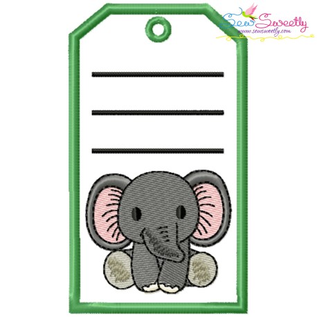 Animal Name Tag Elephant ITH Embroidery Design Pattern With Free Font