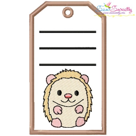 Animal Name Tag Hedgehog ITH Embroidery Design Pattern With Free Font