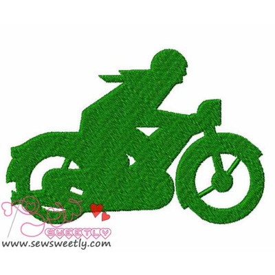 Green Motorbike Embroidery Design Pattern-1