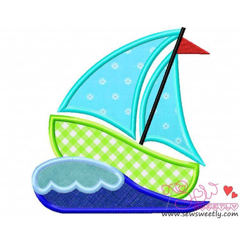 Green Sailboat Machine Applique Design