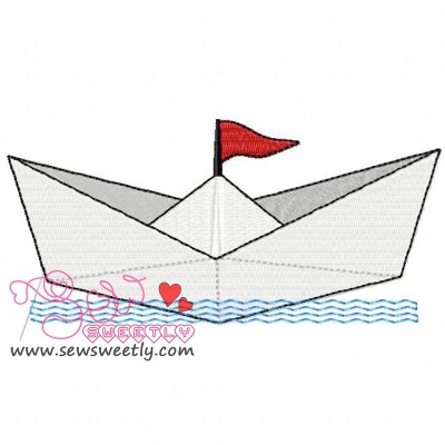 Paper Ship Embroidery Design