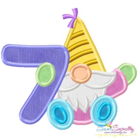 Gnome Birthday Number-7 Applique Design Pattern-1