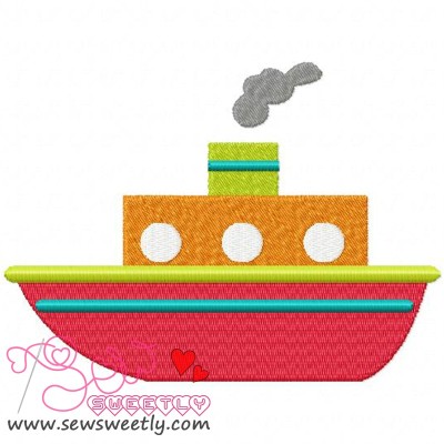 Red Ship Embroidery Design