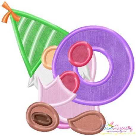 Gnome Birthday Number-0 Applique Design Pattern-1