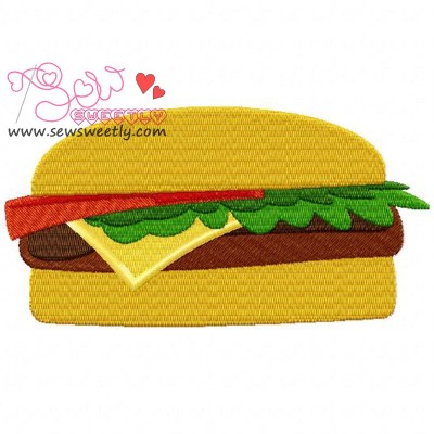 Cheese Burger Embroidery Design