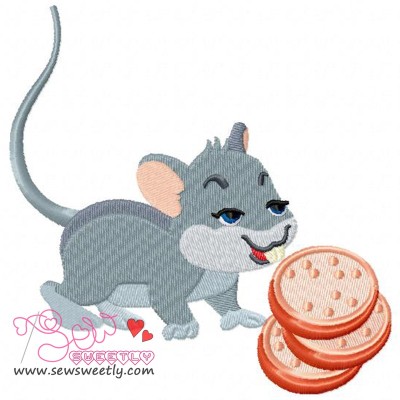 Mouse With Cookies Embroidery Design