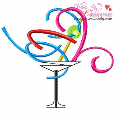 Artistic Drink Embroidery Design