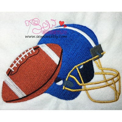 Football With Helmet Embroidery Design