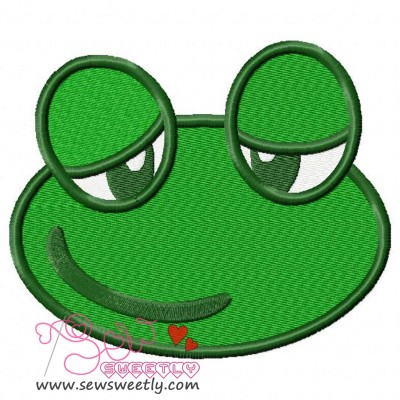 Cute Frog Face Embroidery Design