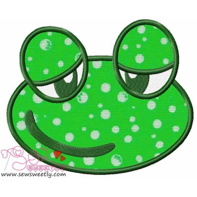 Cute Frog Face Applique Design