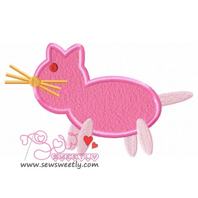 Pink Cat Applique Design