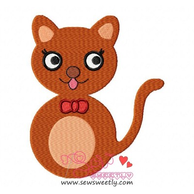 Orange Cat Embroidery Design
