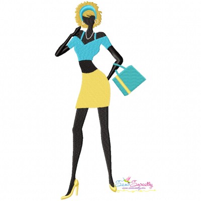 Shopping Lady-2 Embroidery Design Pattern-1