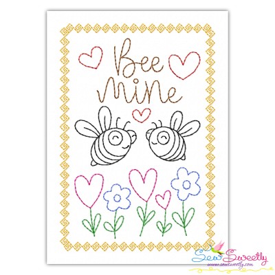 Valentine Cardstock Embroidery Design Pattern | Bee Mine Valentine-1