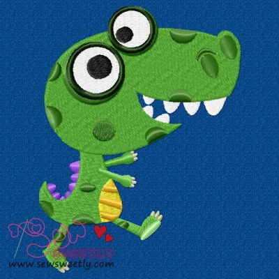 Happy Dino-2 Embroidery Design