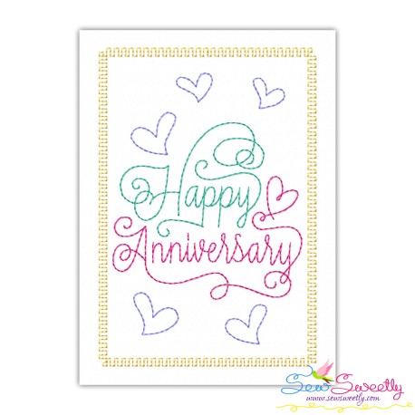 Cardstock Embroidery Design Pattern | Happy Anniversary Hearts-3