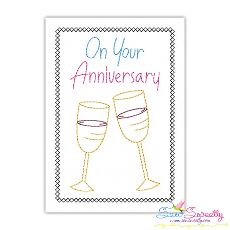 Cardstock Embroidery Design Pattern | Happy Anniversary Wine Glasses-2