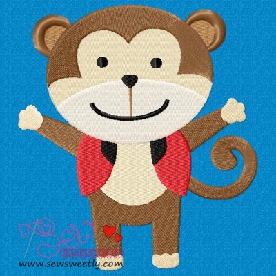 Circus Monkey Embroidery Design