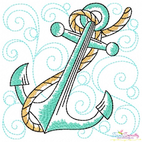 Embroidery Design Pattern - Anchor Nautical Quilt Block