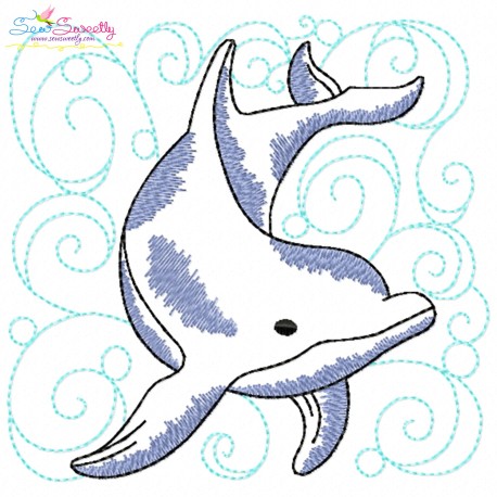 Embroidery Design Pattern - Dolphin Nautical Quilt Block