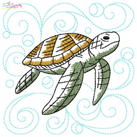 Embroidery Design Pattern - Turtle Nautical Quilt Block