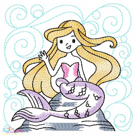 Embroidery Design Pattern - Mermaid Nautical Quilt Block