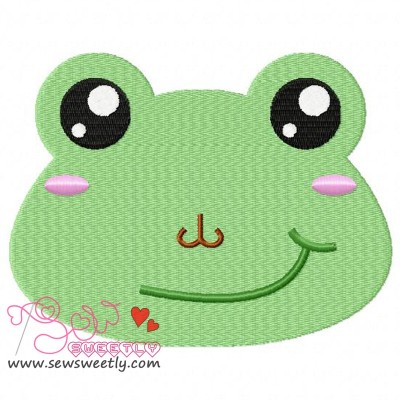 Frog Face Embroidery Design