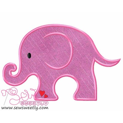Cute Pink Elephant Applique Design