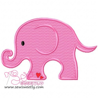 Cute Pink Elephant Embroidery Design