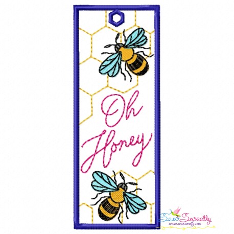Bookmark Embroidery Design - Bee And Flowers - 5