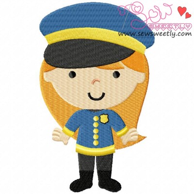 Little Police Girl Embroidery Design