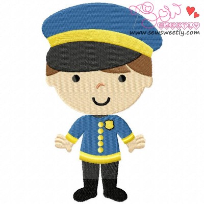 Little Police Boy Embroidery Design