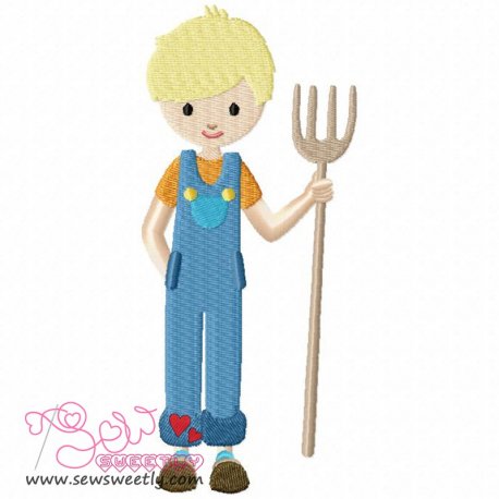 Farmer Boy Embroidery Design Pattern- Category- Cartoons And Kids Designs- 1