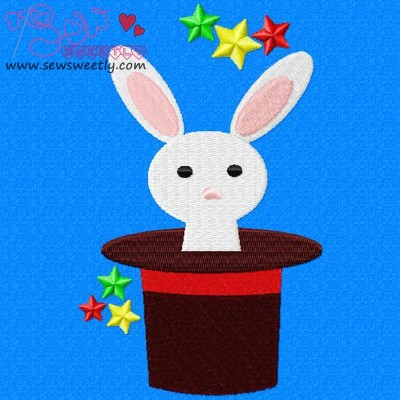Rabbit In Hat Embroidery Design