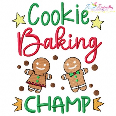 Cookie Baking Champ Christmas Embroidery Design