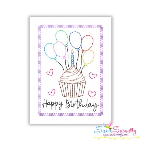 Cardstock Embroidery Design Pattern- Happy Birthday Cupcake