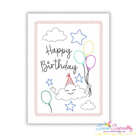 Cardstock Embroidery Design Pattern- Happy Birthday Cloud