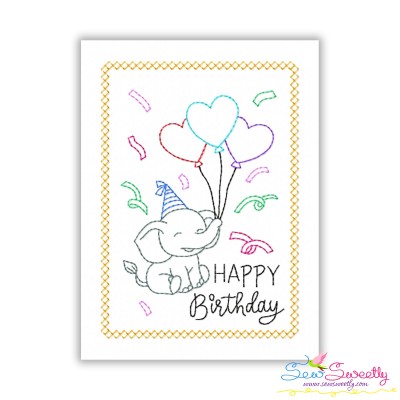 Cardstock Embroidery Design Pattern- Happy Birthday Elephant