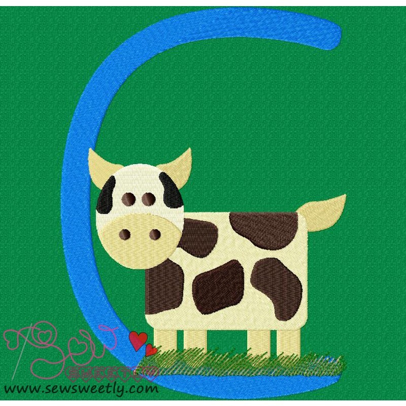 Animal Letter-C- Cow Machine Embroidery Design