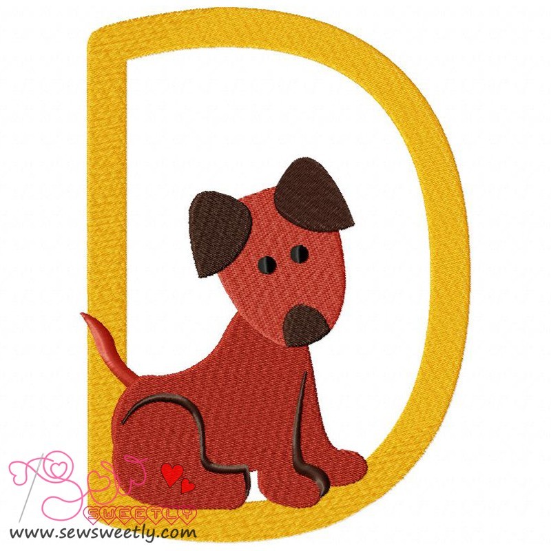 Animal Letter-D- Dog Machine Embroidery Design