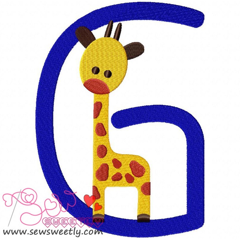 Animal Letter-G- Giraffe Machine Embroidery Design