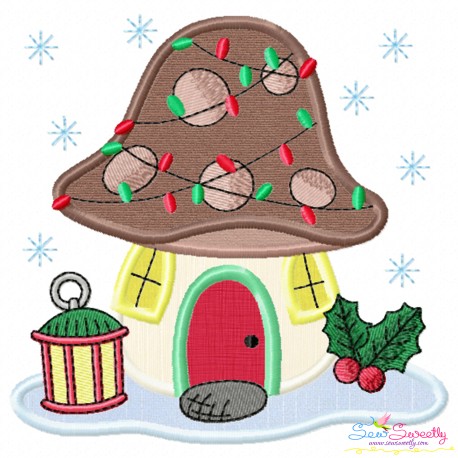 Christmas Mushroom House 6 Applique Design