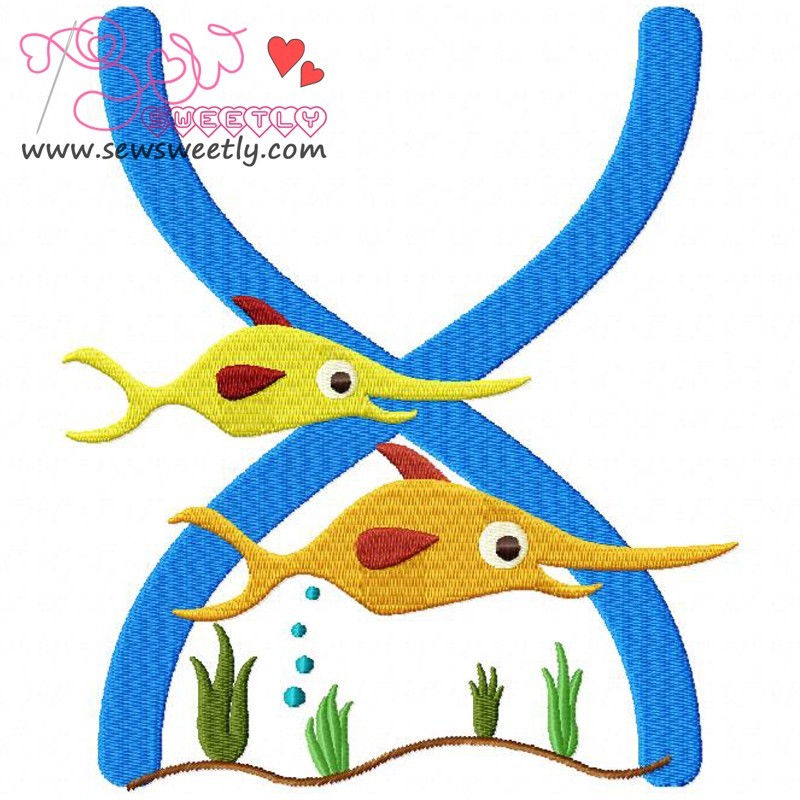 Animal Letter-X- Xiphias Machine Embroidery Design