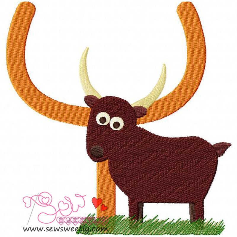 Animal Letter-Y- Yak Machine Embroidery Design